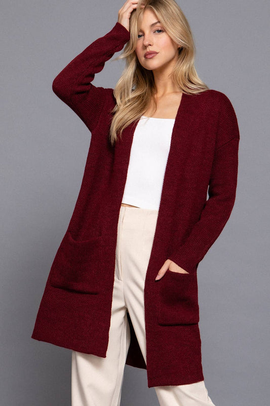 Long Sleeve with Pocket Open Sweater Cardigan