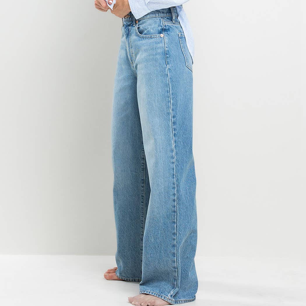 HIGH RISE VINTAGE BASIC 5 POCKET WIDE LEG JEAN, SI1744-ML-SP