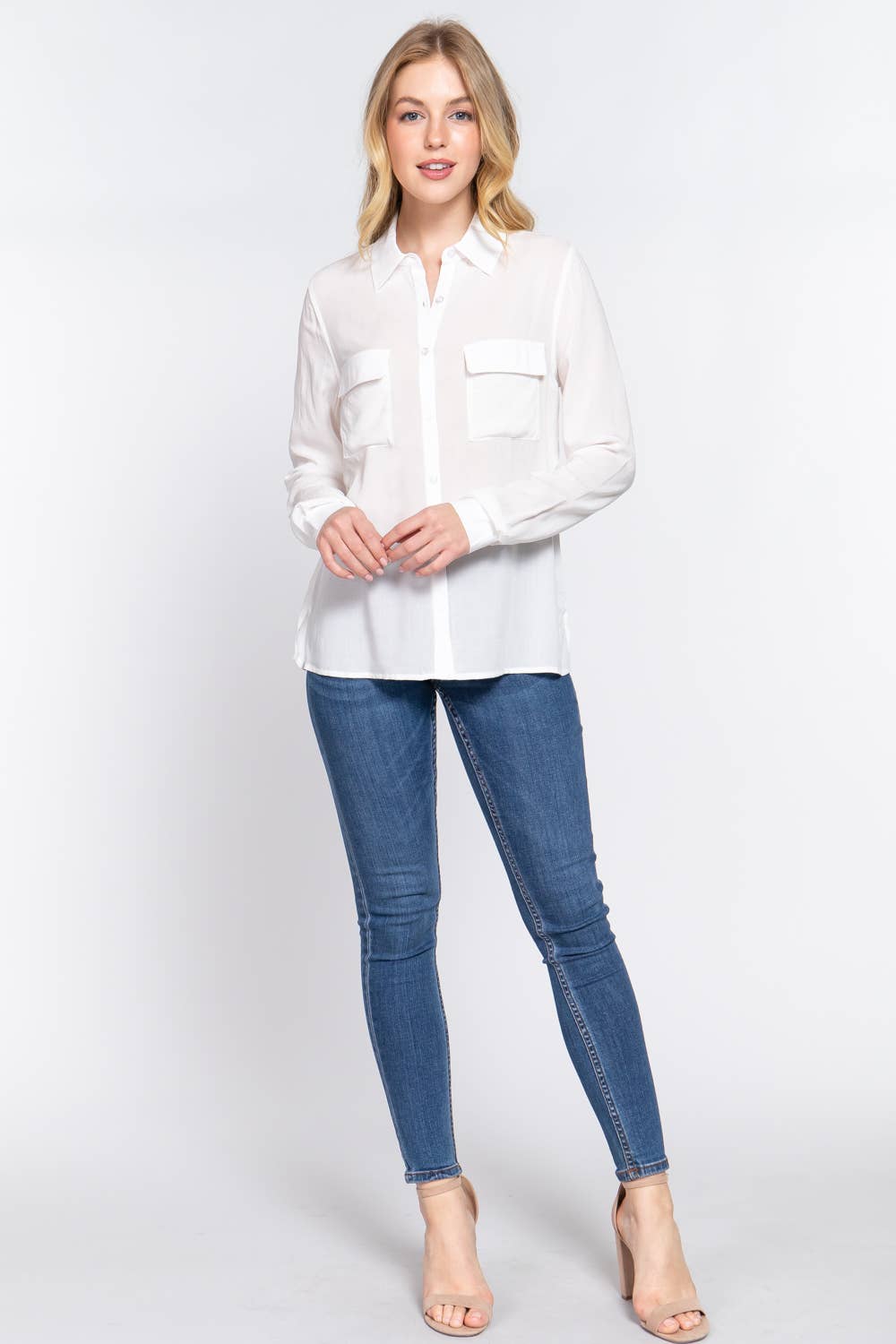 Long Sleeve Front Pocket Woven Shirt